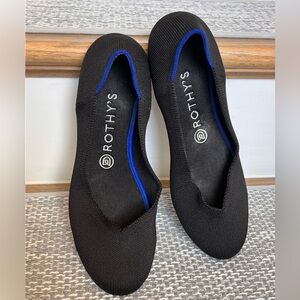 SOLD Rothy's Black Knit Ballet Flats with Blue Accent